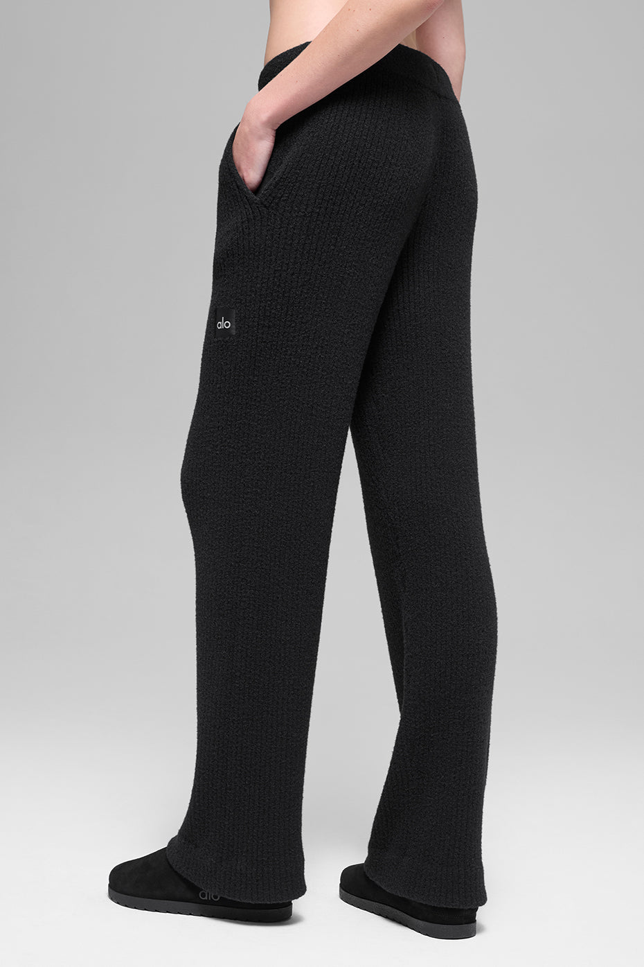 Snuggle Up Sweater High-Waist Wide Leg Pant - Black image 3