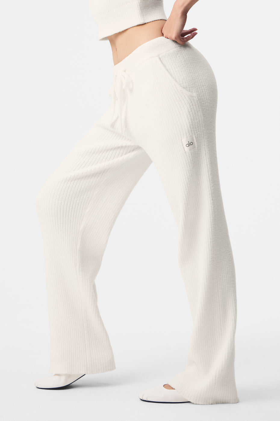 Snuggle Up Sweater High-Waist Wide Leg Pant - Ivory image 4