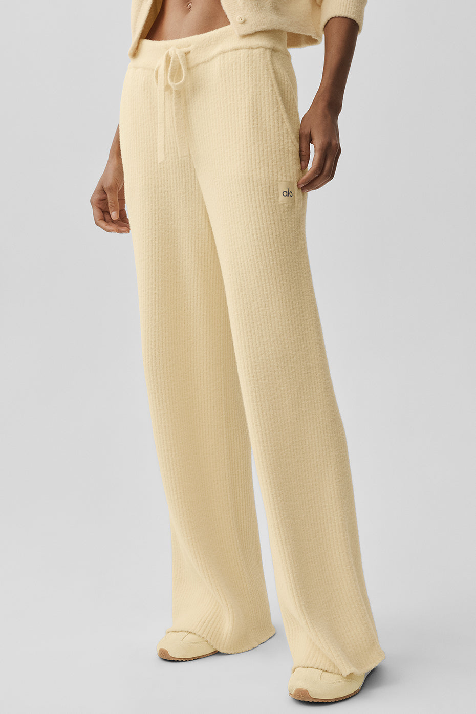 Snuggle Up Sweater High-Waist Wide Leg Pant - Candlelight Yellow image 2