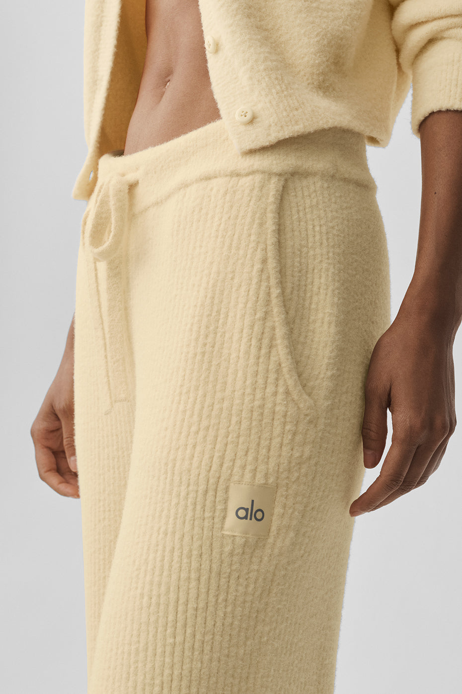 Snuggle Up Sweater High-Waist Wide Leg Pant - Candlelight Yellow image 3