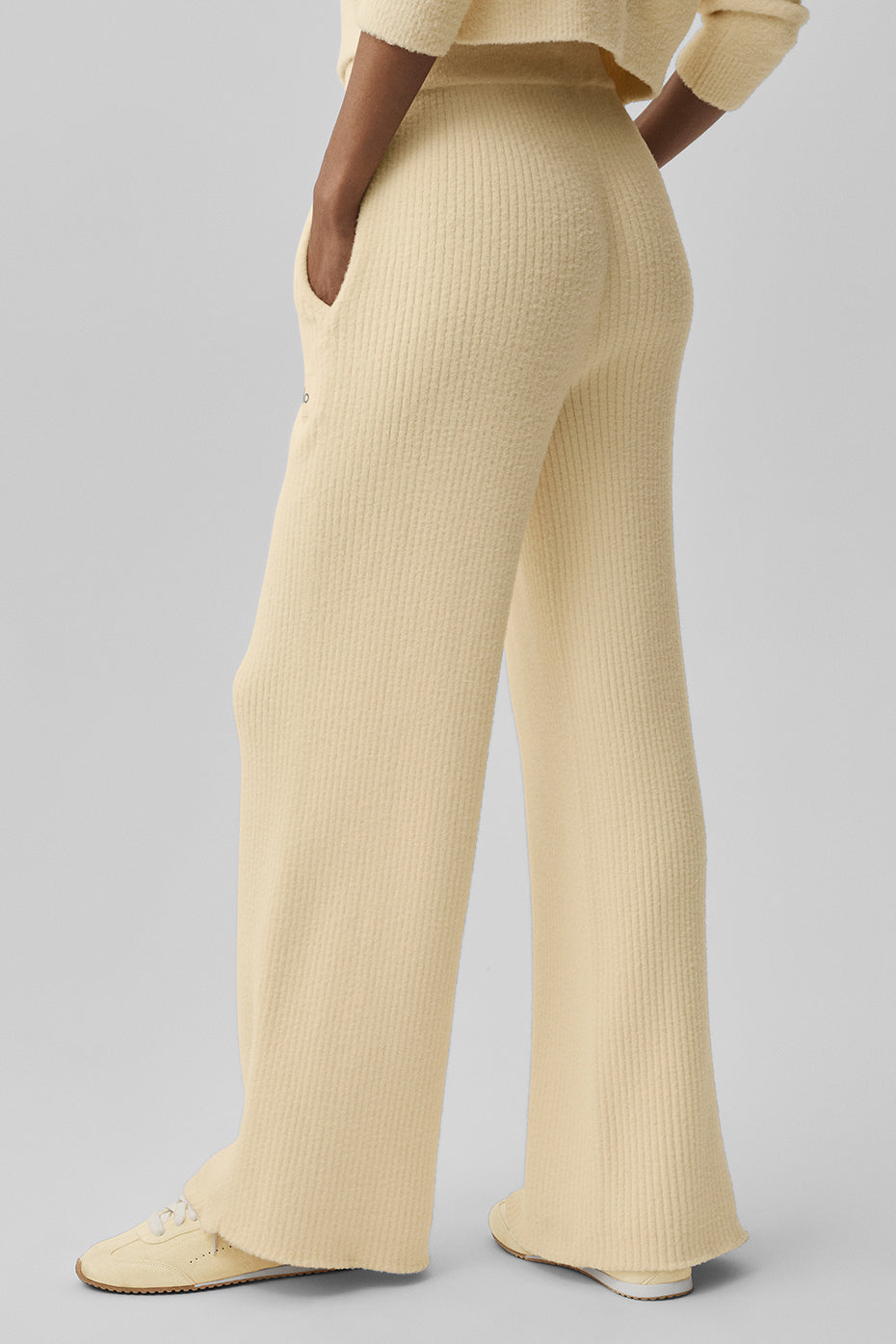Snuggle Up Sweater High-Waist Wide Leg Pant - Candlelight Yellow image 4