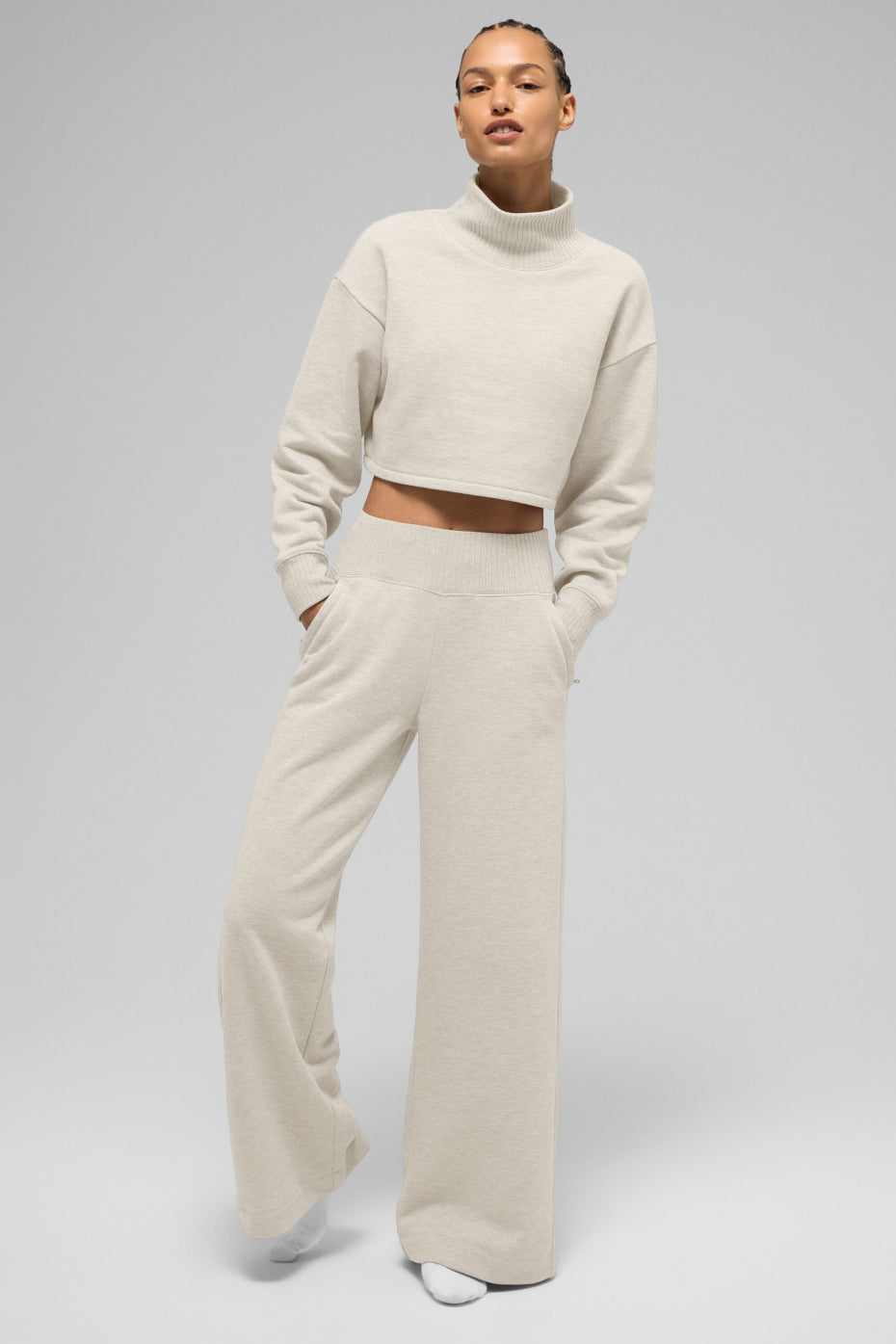 Serenity Wide Leg Sweatpant - Oatmeal Heather image 5