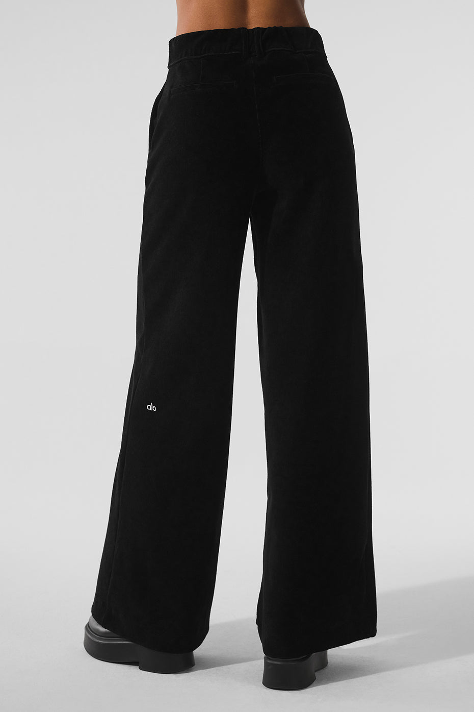 Micro Corduroy Mid-Rise Dreamer Wide Leg Trouser - Black image 3