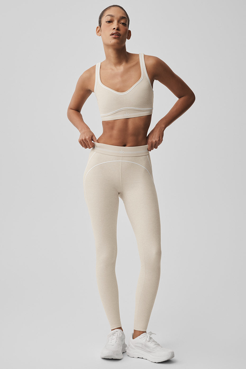 Alosoft High-Waist Heart Throb Legging - Oatmeal Heather/White image 6