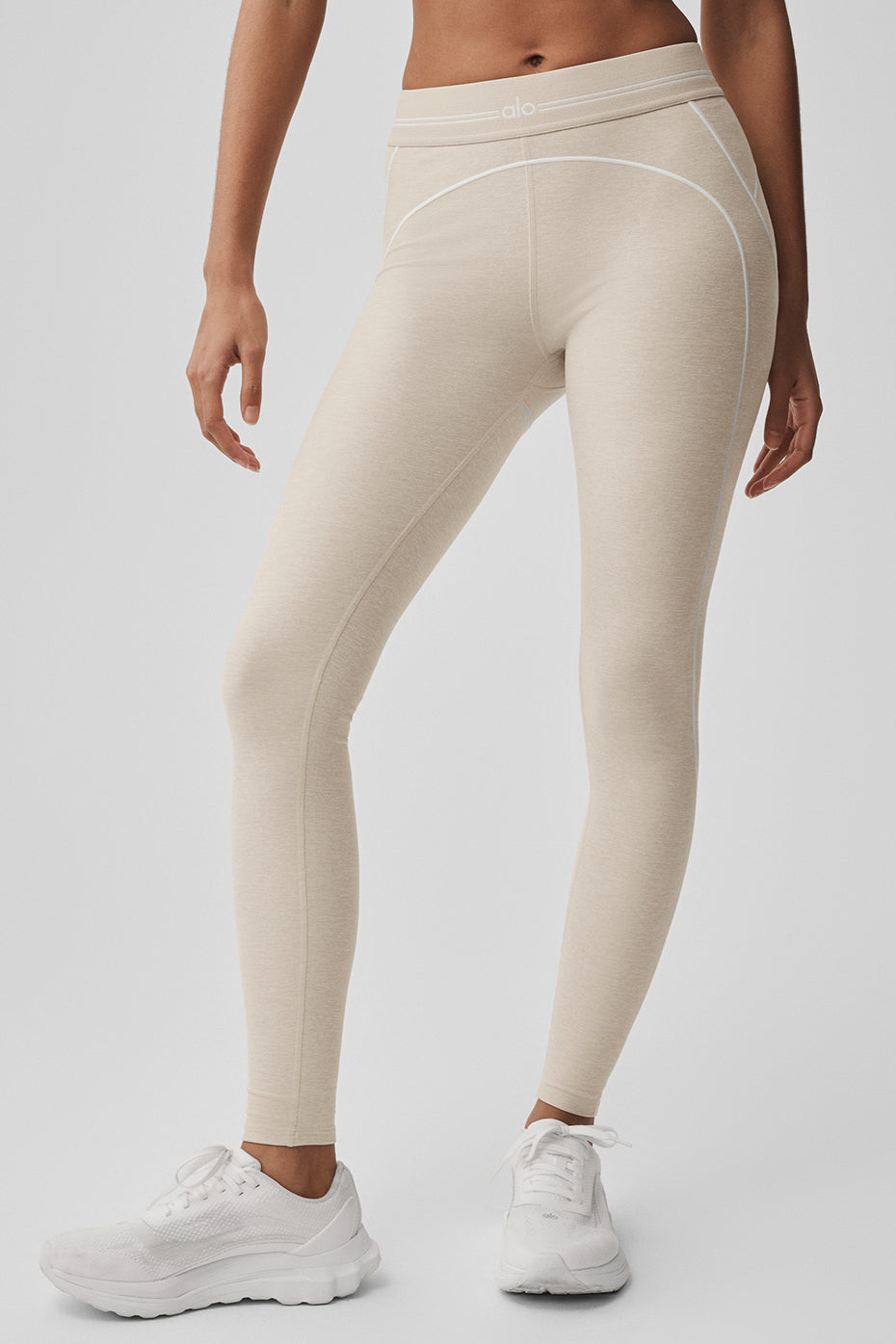 Alosoft High-Waist Heart Throb Legging - Oatmeal Heather/White image 3