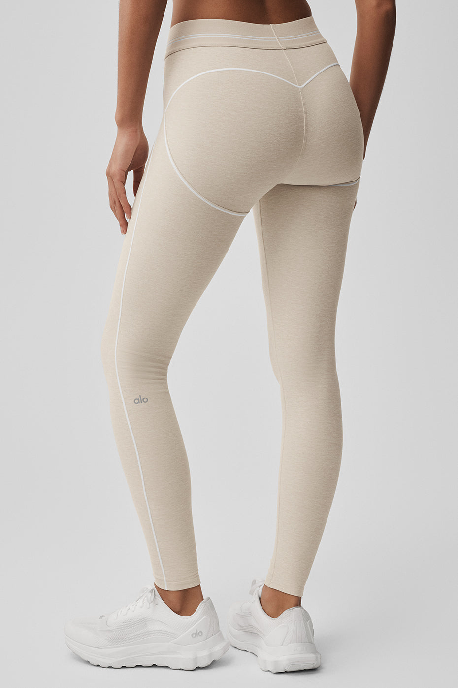 Alosoft High-Waist Heart Throb Legging - Oatmeal Heather/White image 2