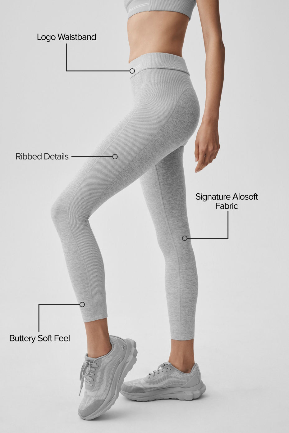 Alosoft High-Waist 7/8 Relay Legging - Athletic Heather Grey/White image 2