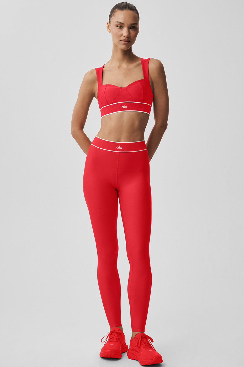 Airlift High-Waist Alignment Legging - Bright Red/White image 1