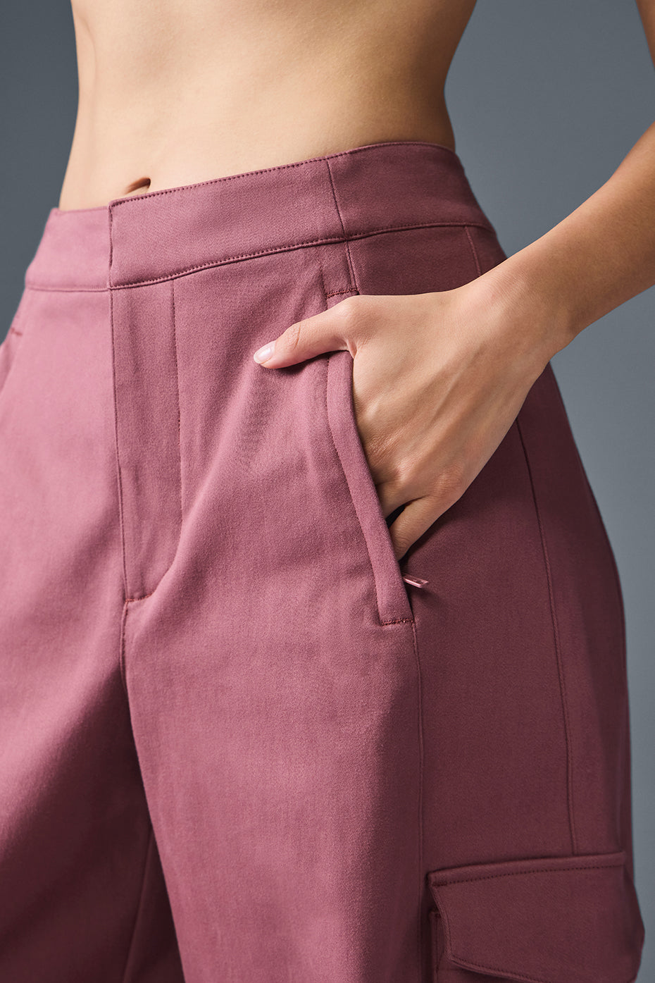 Show Off Cargo Wide Leg Trouser (Regular) - Burgundy Truffle image 3