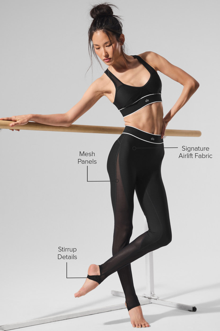 Airlift Mesh High-Waist Darling Stirrup Legging - Black image 2