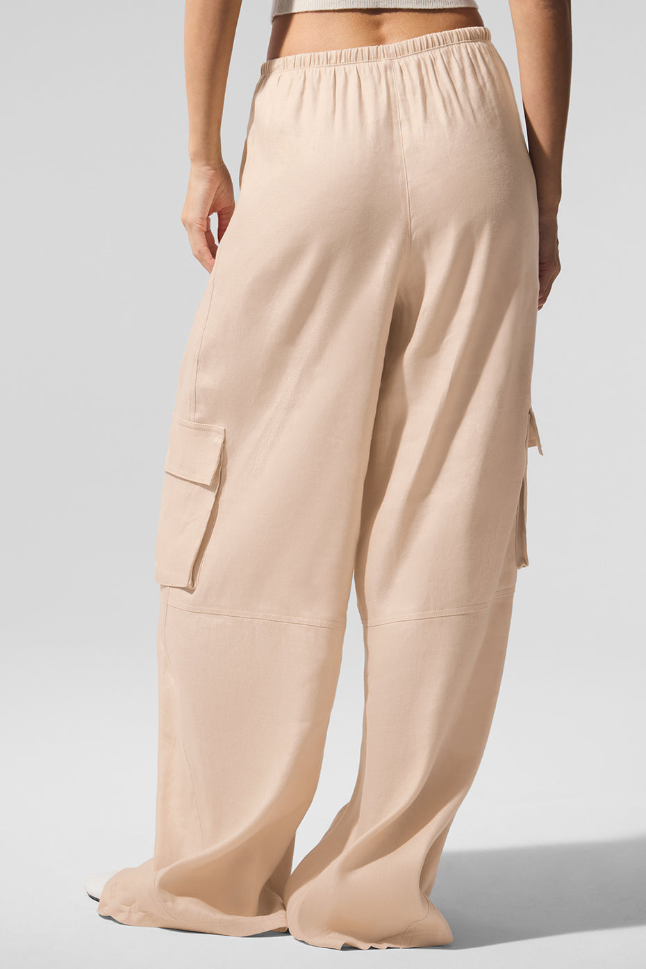 Linen Getaway Cargo Wide Leg Pant - Macadamia image 4