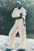Linen Getaway Cargo Wide Leg Pant - Macadamia image 1