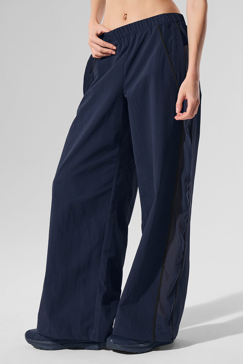 High-Waist Origin Wide Leg Track Pant - Navy/Black image 4