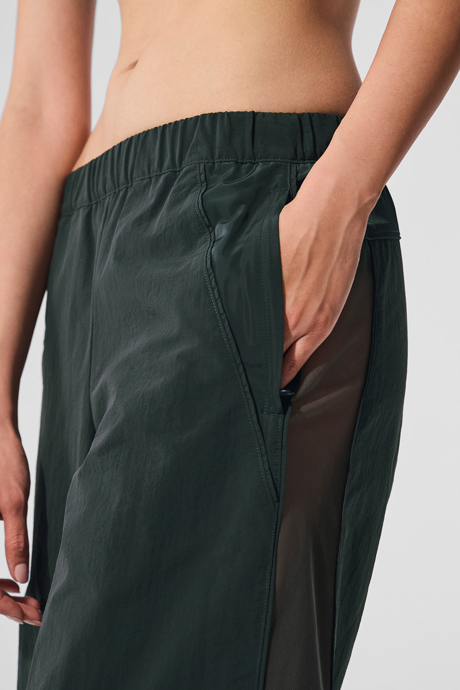 High-Waist Origin Wide Leg Track Pant - Charcoal Green image 3