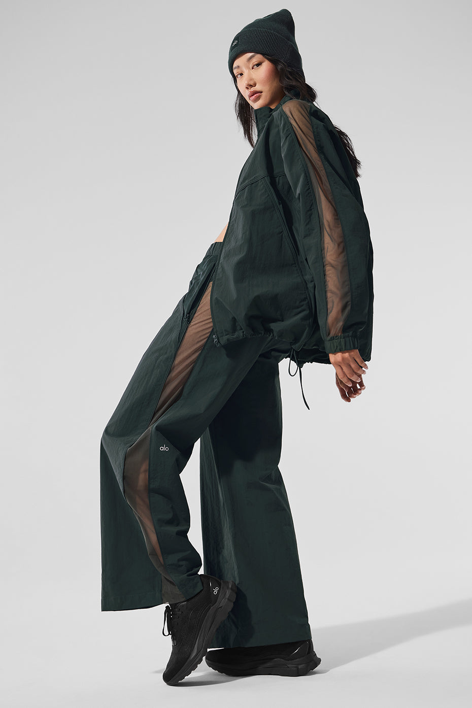High-Waist Origin Wide Leg Track Pant - Charcoal Green image 4