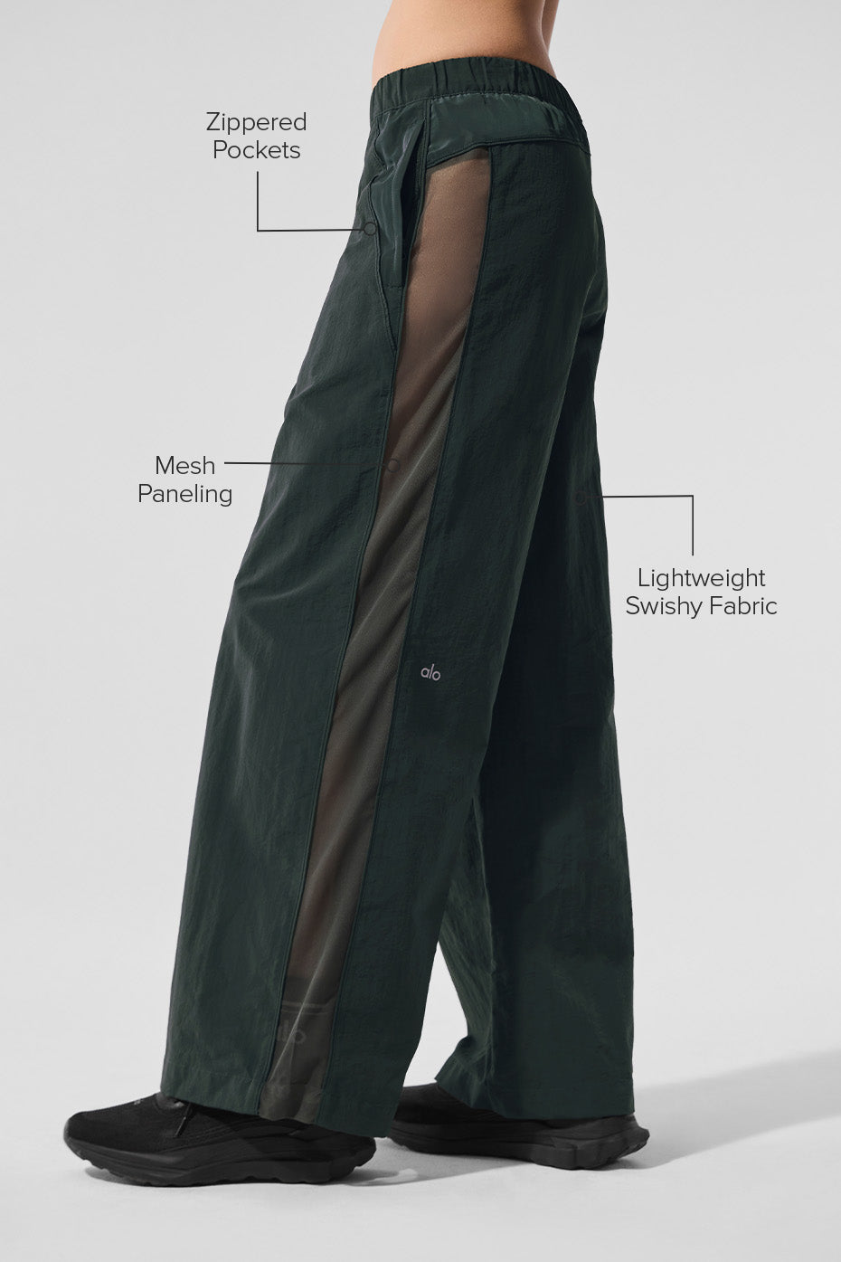 High-Waist Origin Wide Leg Track Pant - Charcoal Green image 2