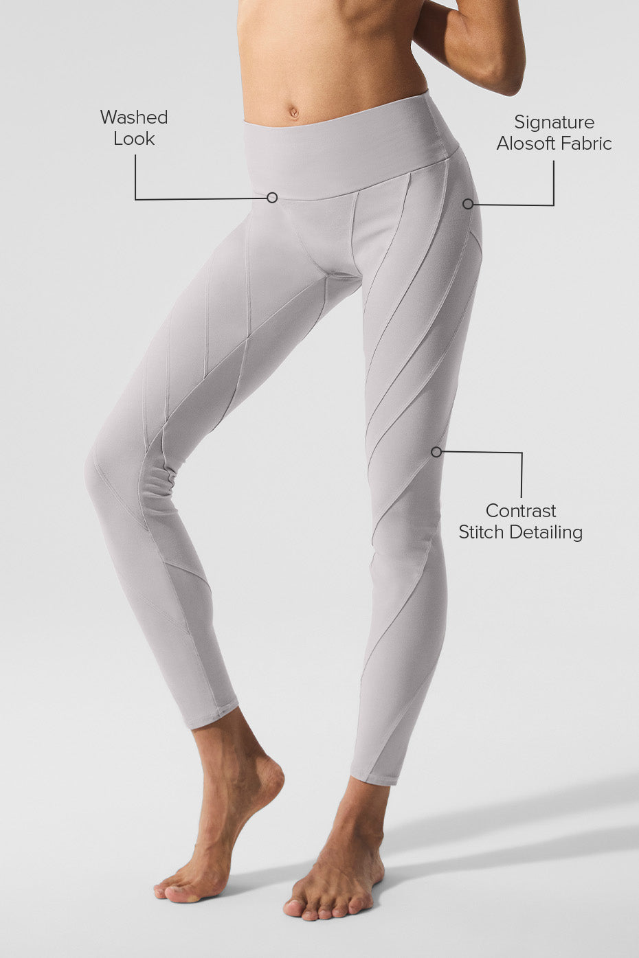 Washed Alosoft High-Waist Sunray Legging - Grey Sky Wash image 2