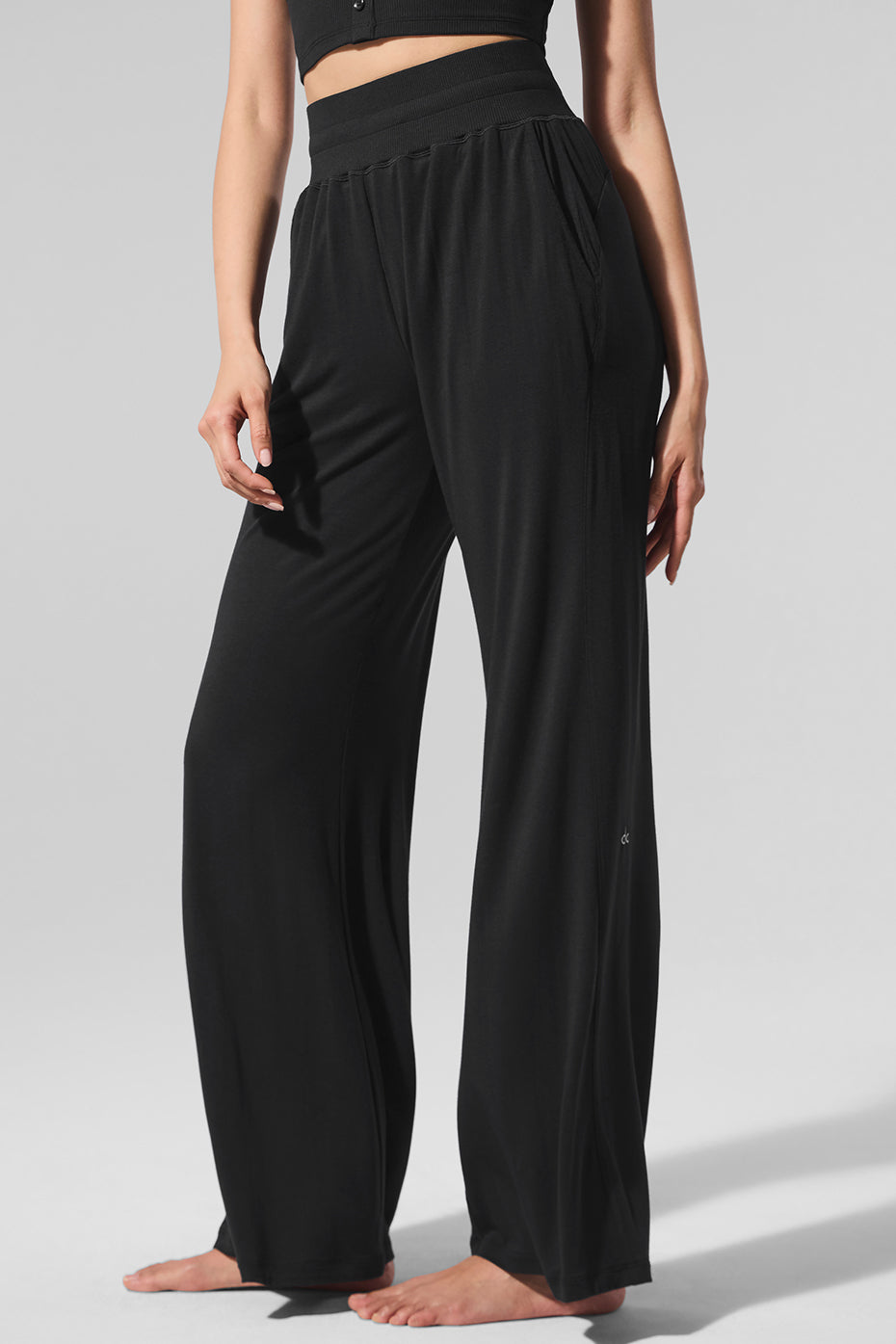 Semi-Sheer Delicate Lounge Flare Pant - Black image 1