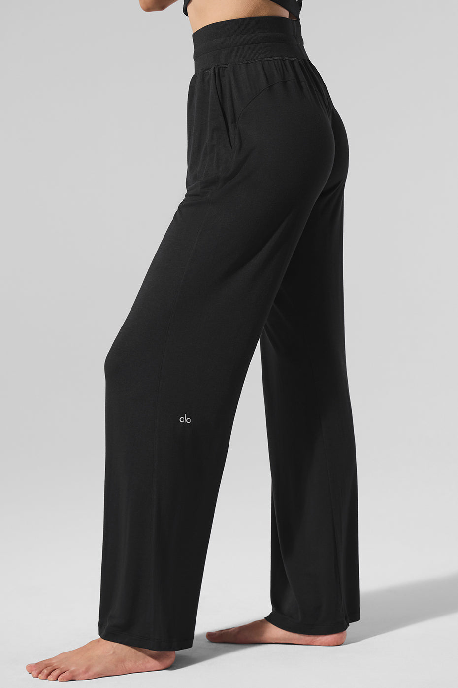 Semi-Sheer Delicate Lounge Flare Pant - Black image 5