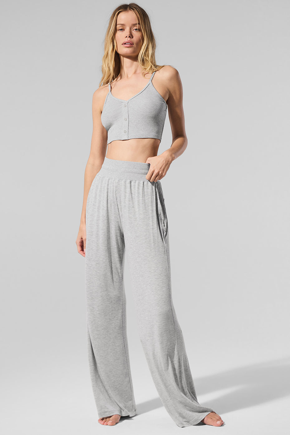Semi-Sheer Delicate Lounge Flare Pant - Athletic Heather Grey image 1