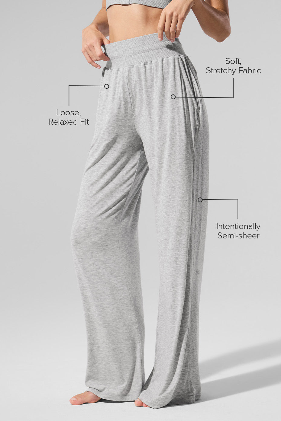 Semi-Sheer Delicate Lounge Flare Pant - Athletic Heather Grey image 2