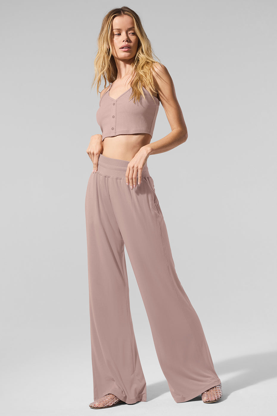 Semi-Sheer Delicate Lounge Flare Pant - Taupe image 7