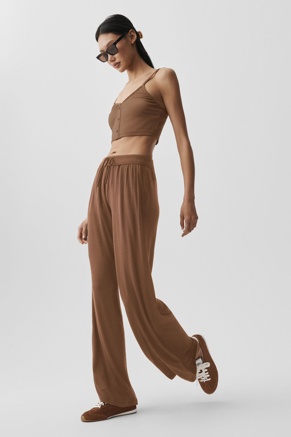 Semi-Sheer Delicate Lounge Flare Pant - Sun Kissed Brown image 4