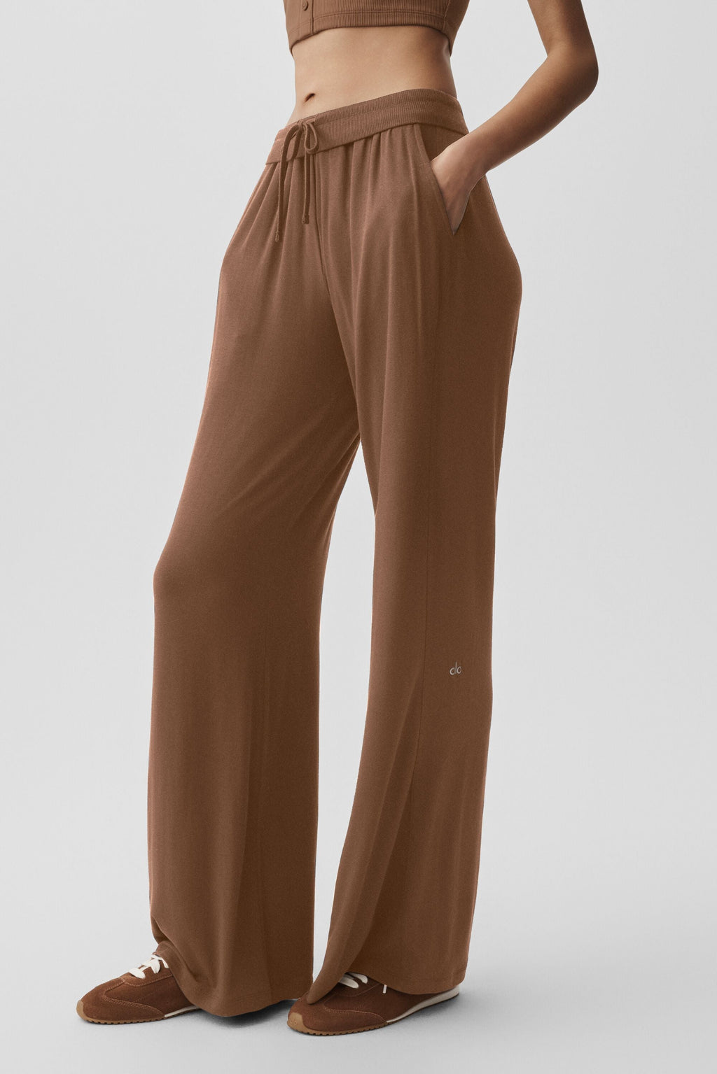 Semi-Sheer Delicate Lounge Flare Pant - Sun Kissed Brown image 1