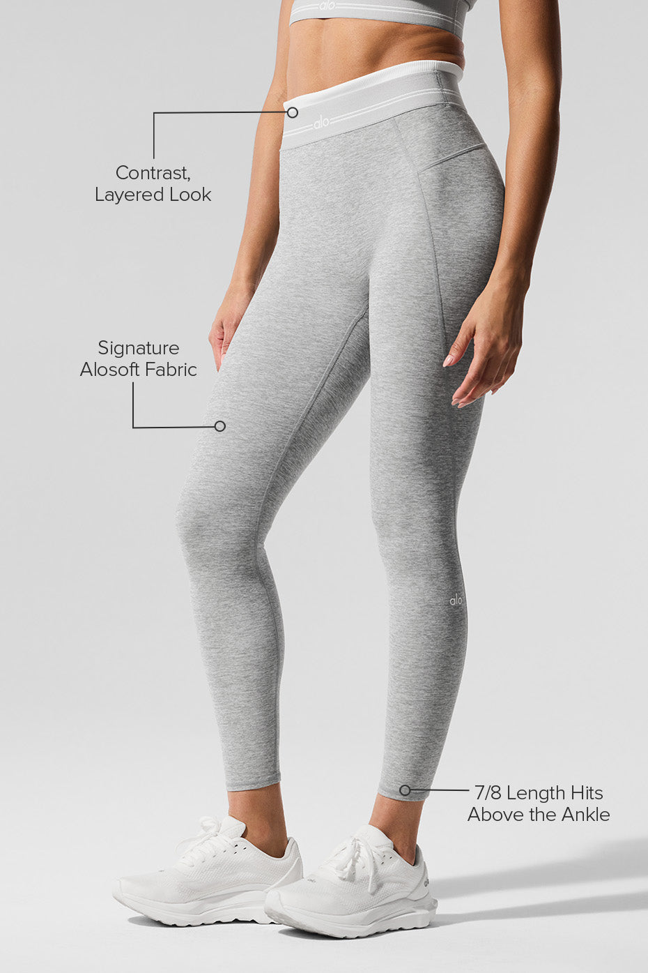 Alosoft High-Waist 7/8 Better Together Legging - Athletic Heather Grey/White image 2