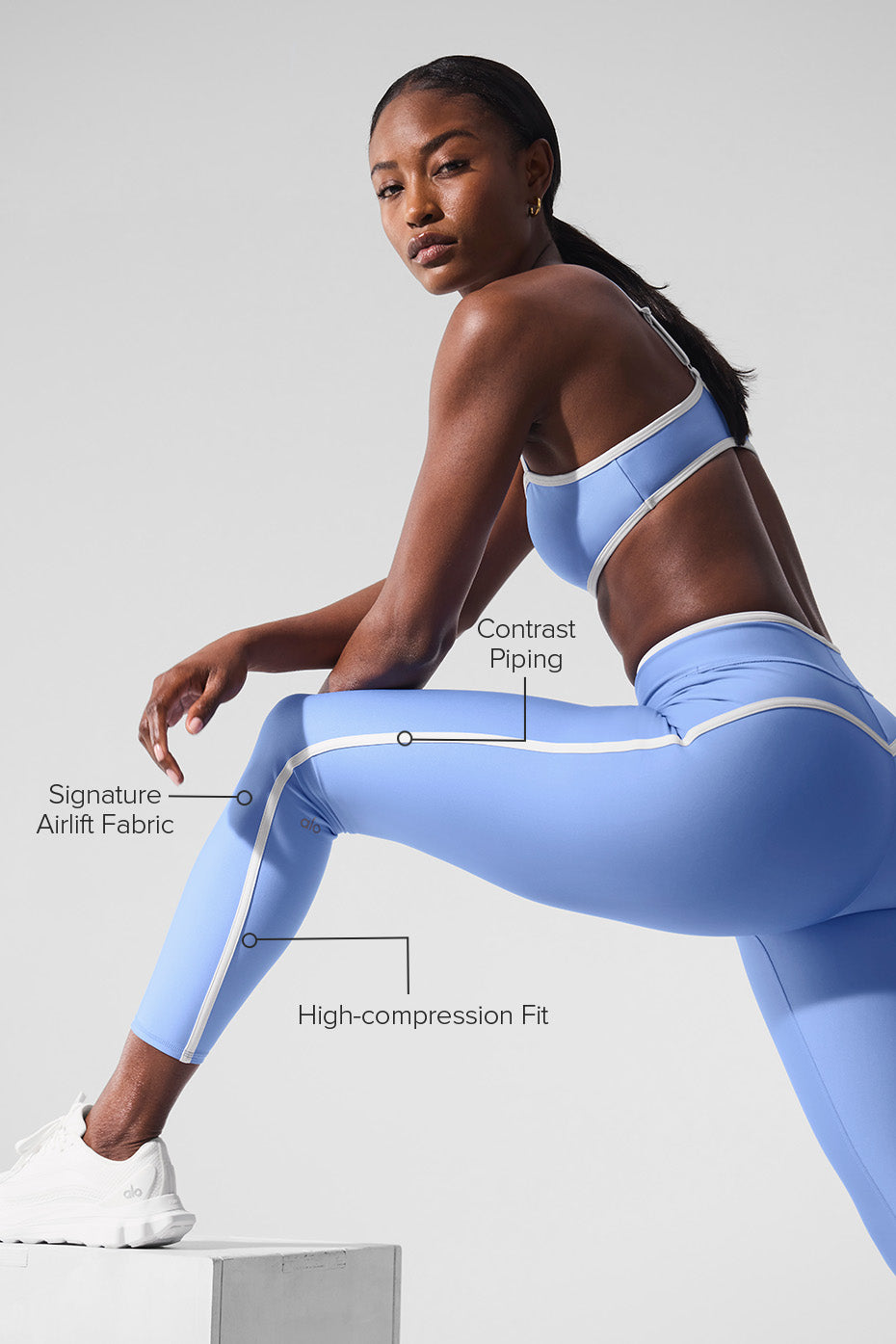 Airlift High Waist Charger 7/8 Legging - Crystal Clear Blue/White image 2