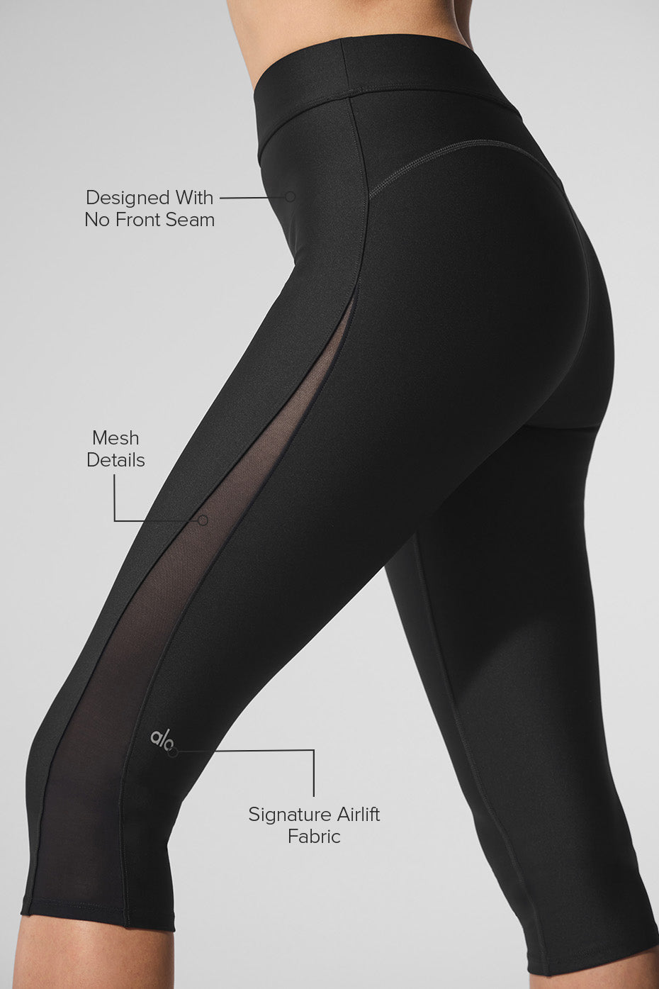 Airlift Mesh High-Waist Just Right Capri - Black image 2