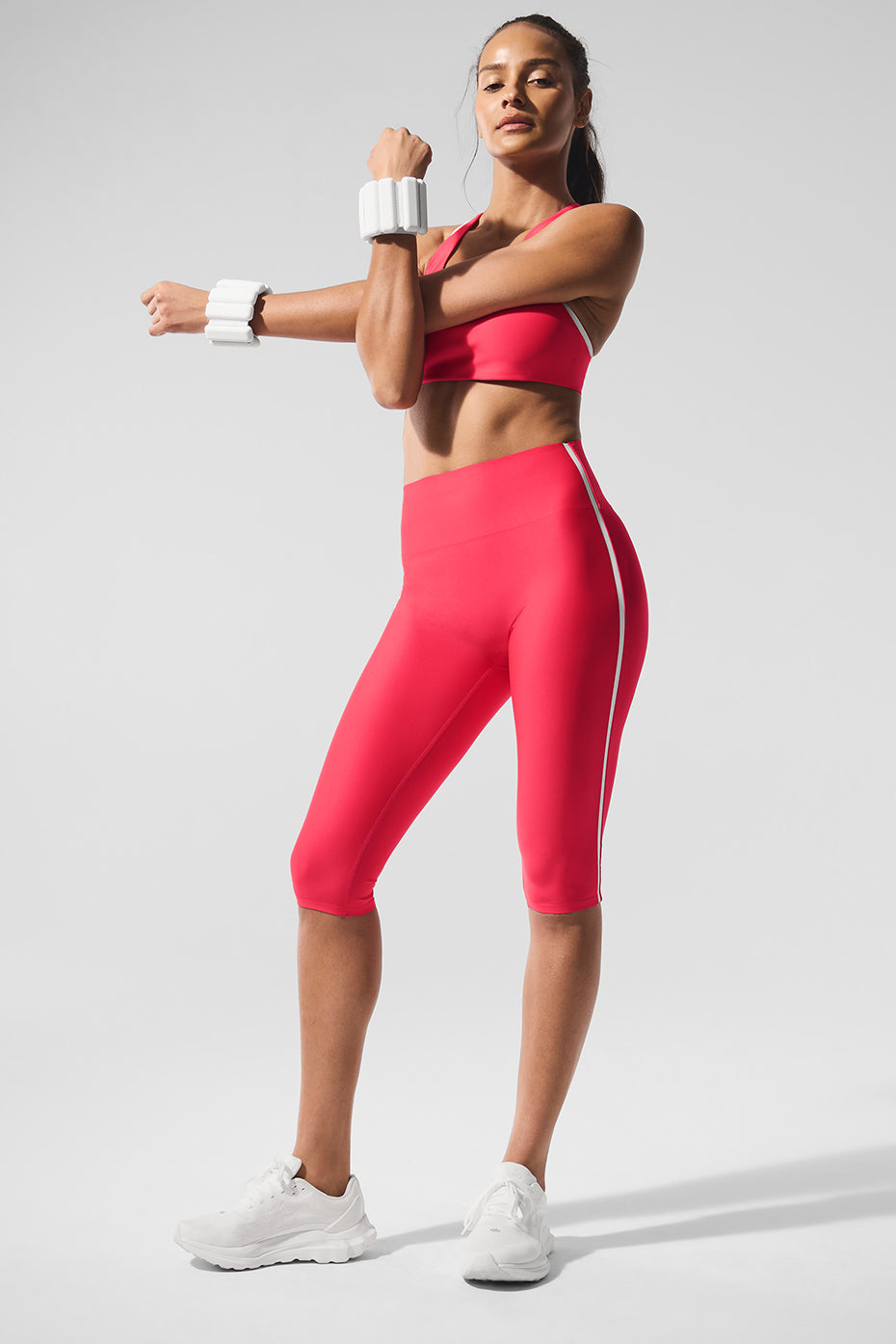 Airlift High-Waist Super Sleek Contrast Capri - Candy Red/White image 5