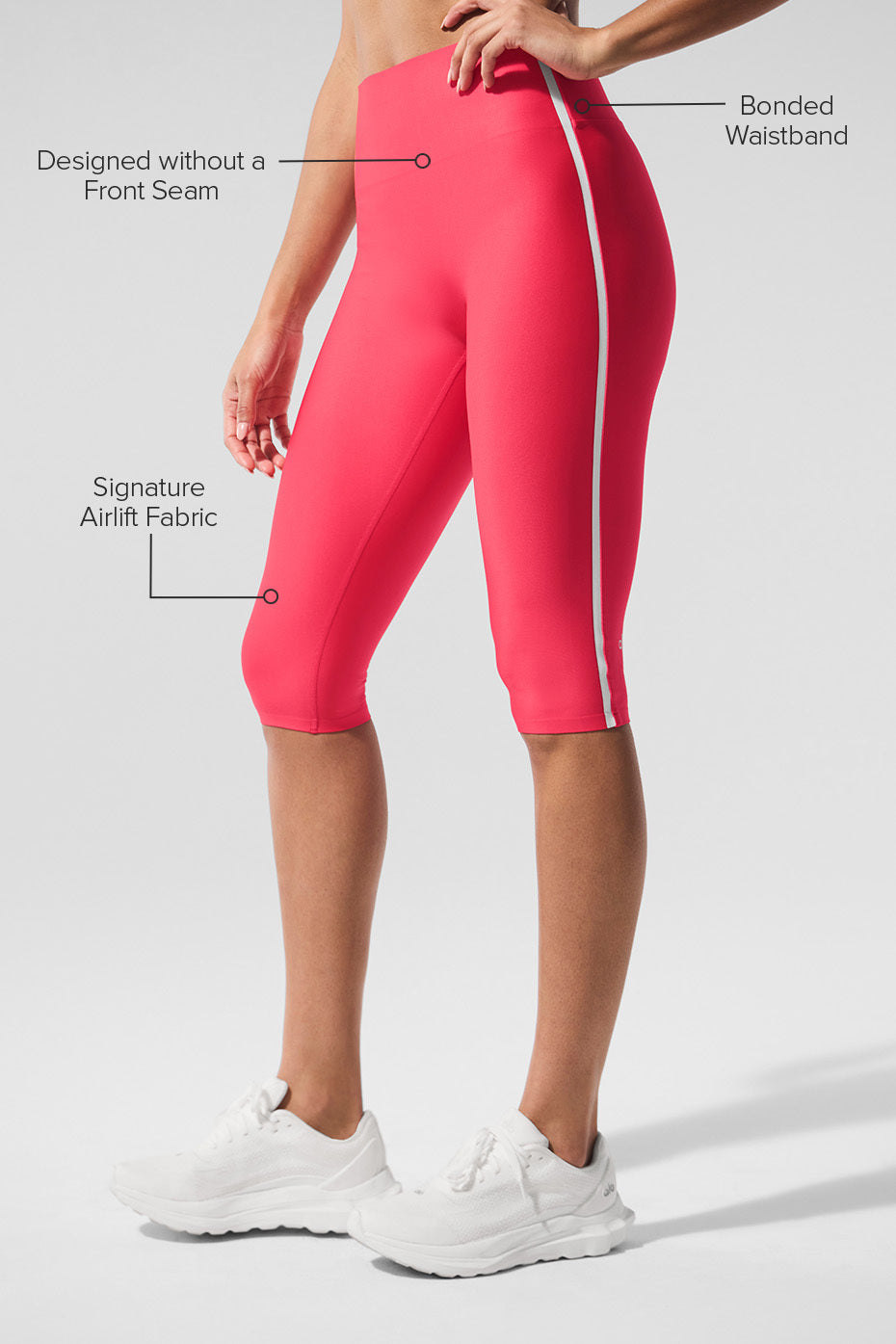 Airlift High-Waist Super Sleek Contrast Capri - Candy Red/White image 2