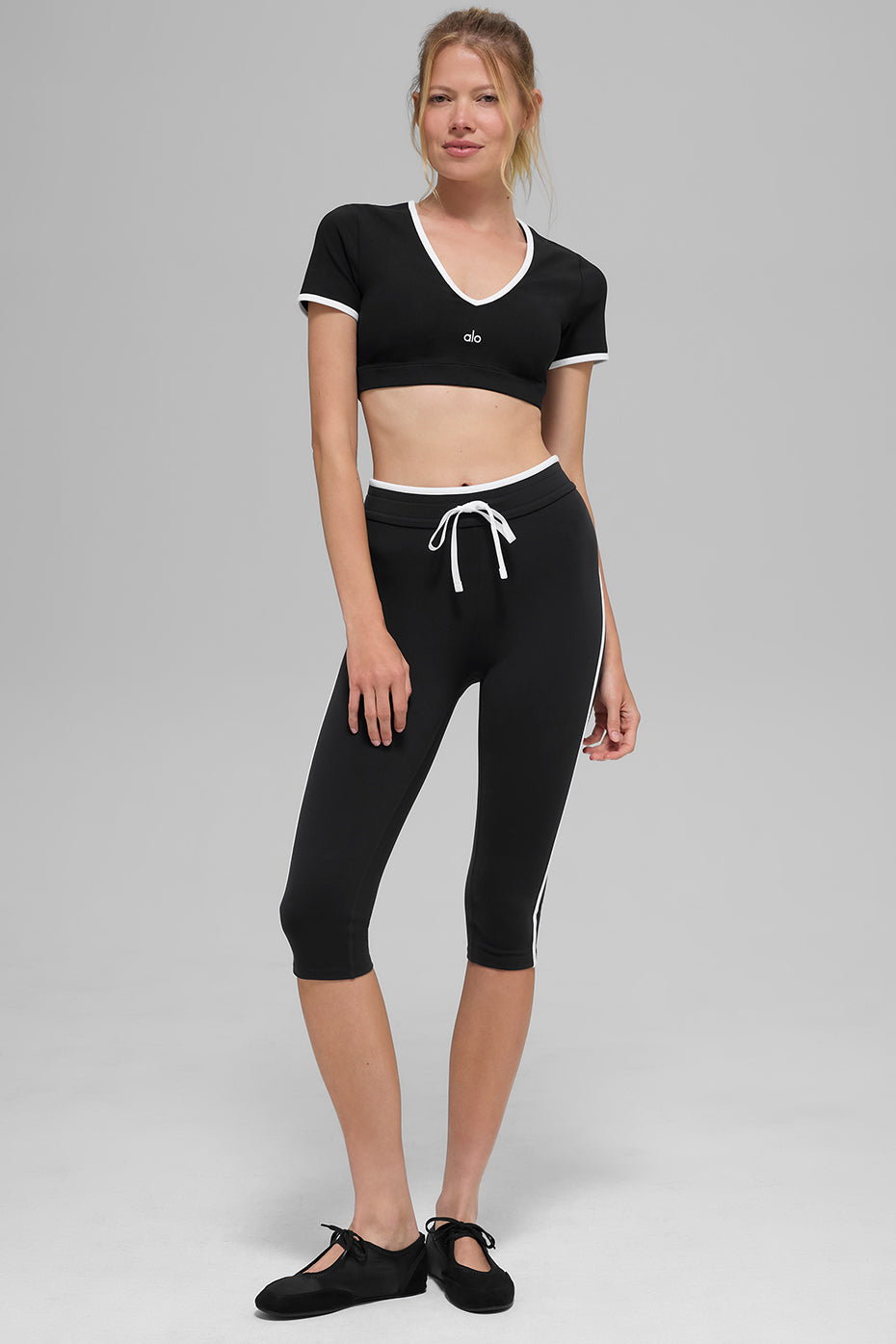 Airbrush High-Waist Race Pace Capri - Black/White image 6