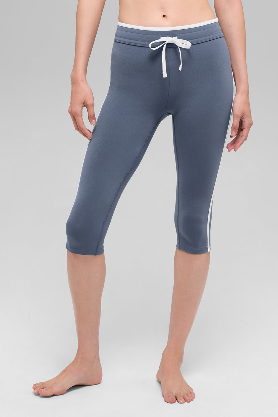 Airbrush High-Waist Race Pace Capri - Bluestone/White image 1