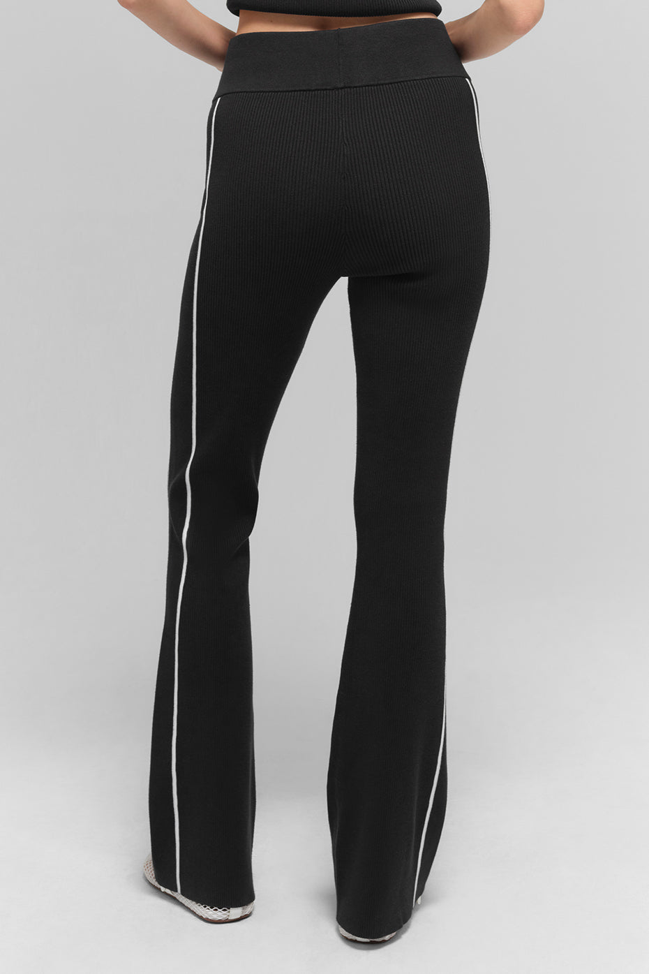 Ribbed Sweater Knit Highline Flare Pant - Black/White image 4