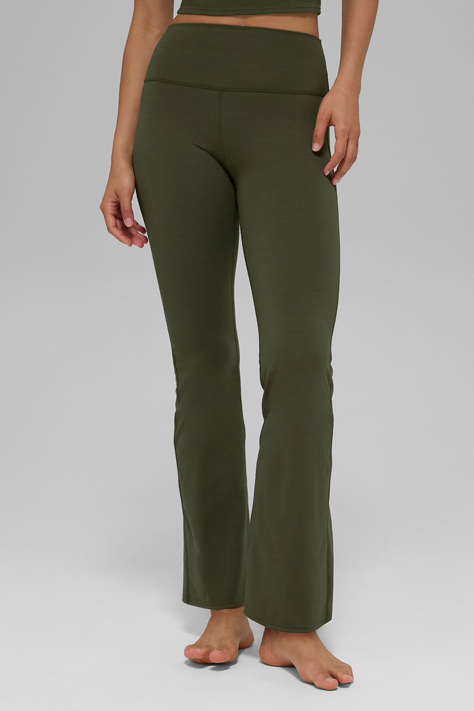 ALO Softsculpt High-Waist 7/8 Bootcut Legging - Green Olive image 1