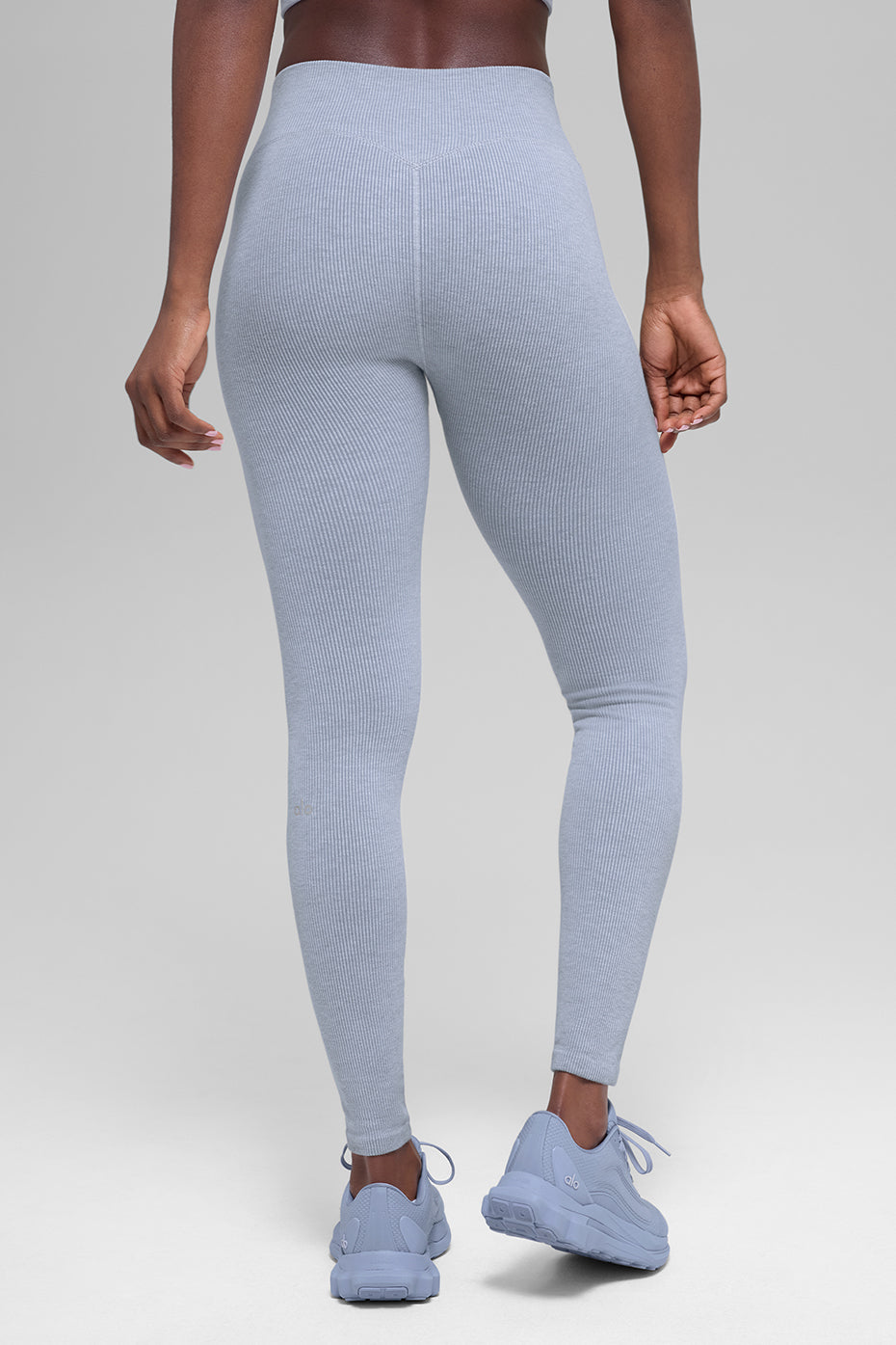 Seamless High-Waist Two Tone Rib Legging - Winter Frost Heather image 3