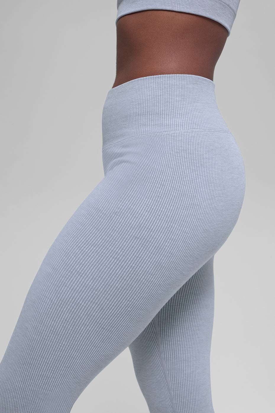 Seamless High-Waist Two Tone Rib Legging - Winter Frost Heather image 2