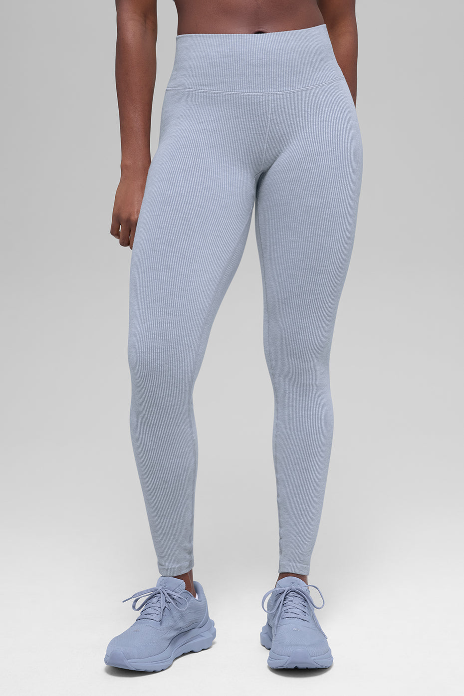 Seamless High-Waist Two Tone Rib Legging - Winter Frost Heather image 1