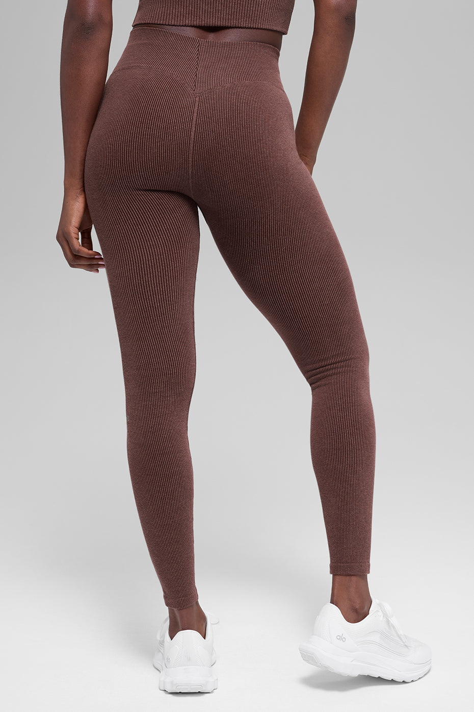 Seamless High-Waist Two Tone Rib Legging - Brownstone Heather image 3