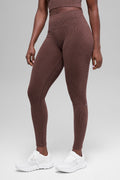 Seamless High-Waist Two Tone Rib Legging - Brownstone Heather image 1