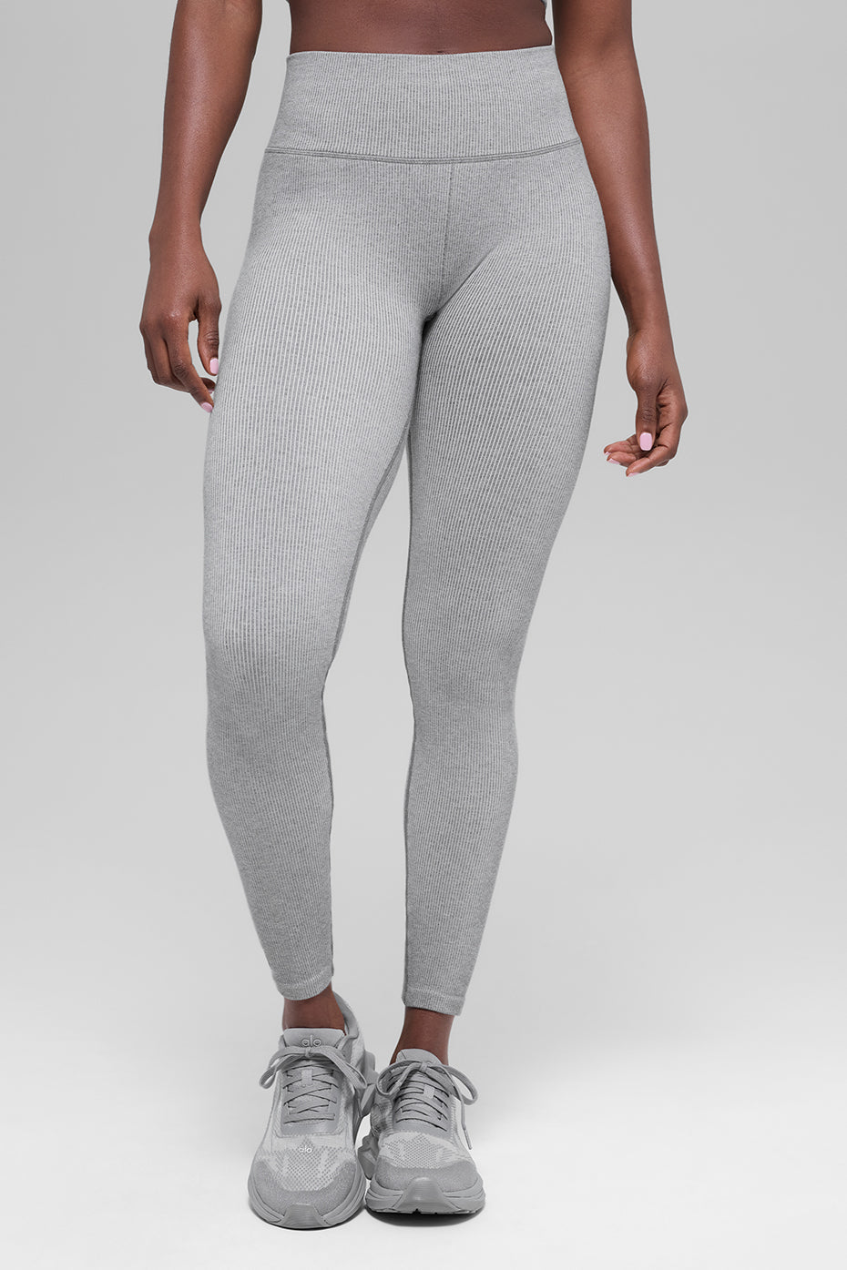 Seamless High-Waist Two Tone Rib Legging - Light Misty Grey Heather image 2