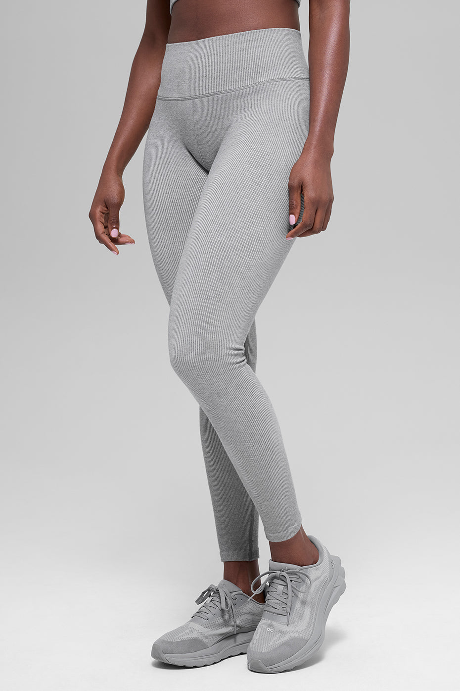Seamless High-Waist Two Tone Rib Legging - Light Misty Grey Heather image 3