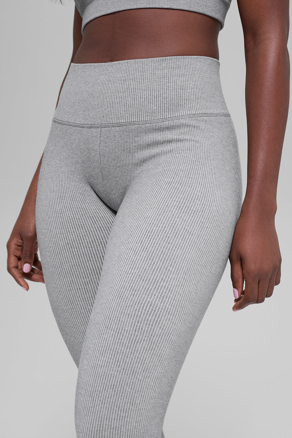 Seamless High-Waist Two Tone Rib Legging - Light Misty Grey Heather image 1