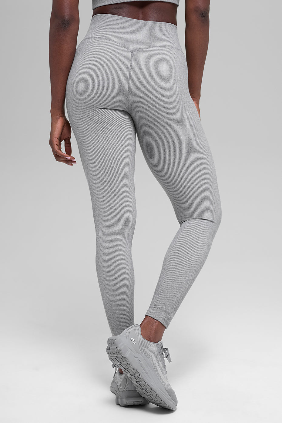 Seamless High-Waist Two Tone Rib Legging - Light Misty Grey Heather image 4