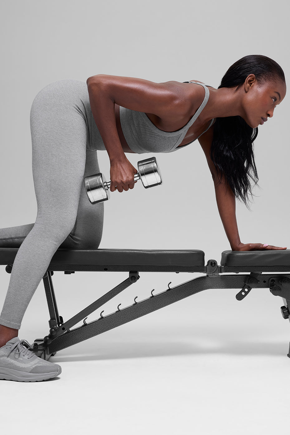Seamless High-Waist Two Tone Rib Legging - Light Misty Grey Heather image 5