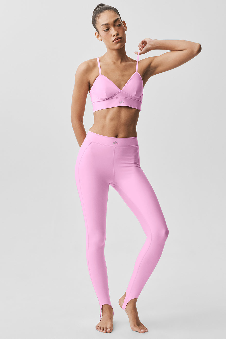 Airlift High-Waist Love Language Stirrup Legging - Candy Heart Pink image 1