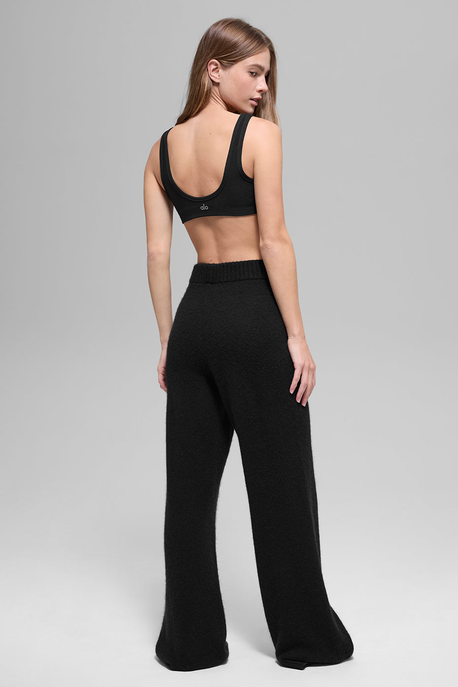 Wool Cashmere High-Waist New Class Wide Leg Pant - Black image 3