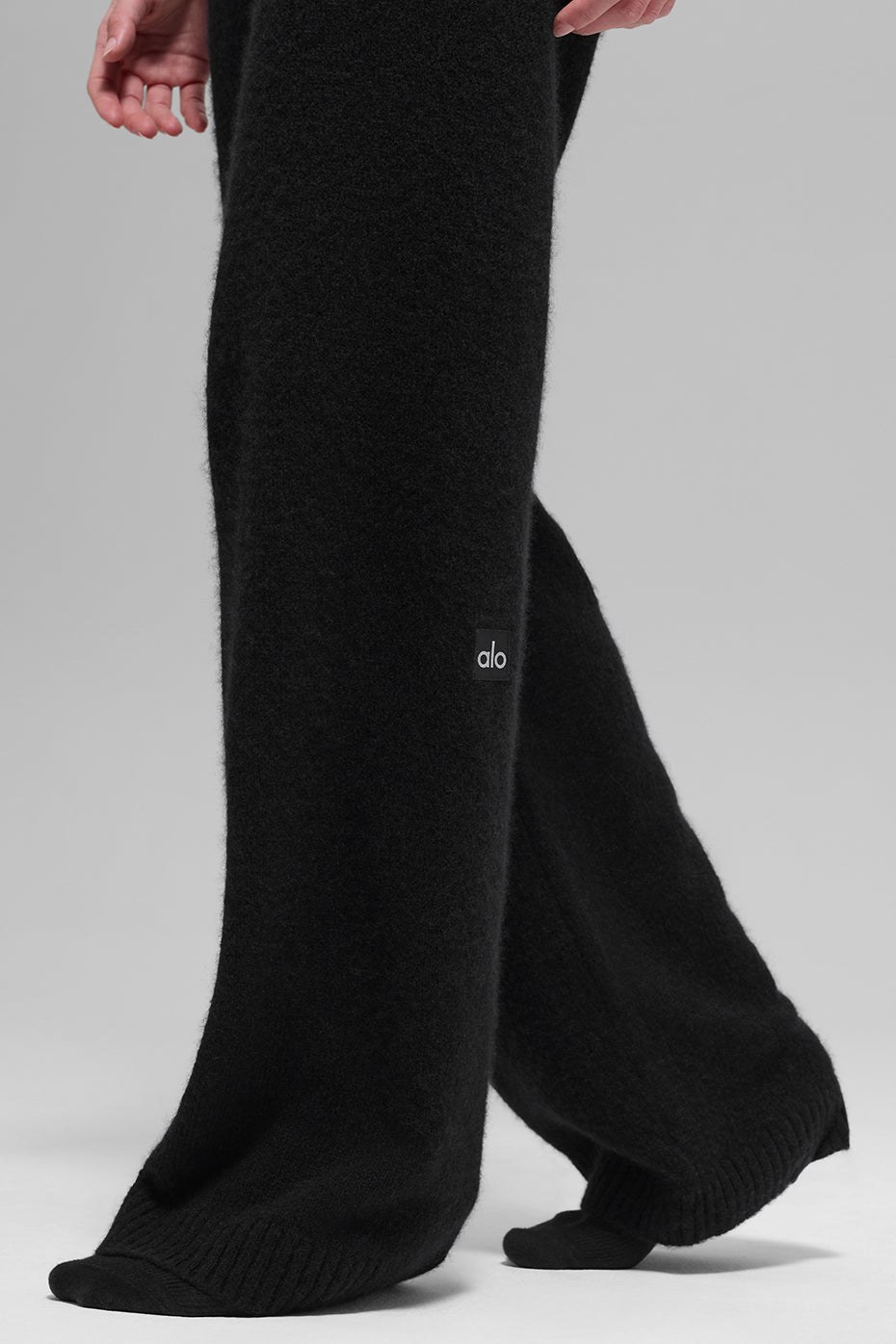 Wool Cashmere High-Waist New Class Wide Leg Pant - Black image 4